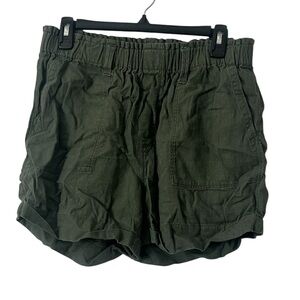 Sanctuary Green Linen Blend Elastic‎ Waist Pull On Shorts Size Medium